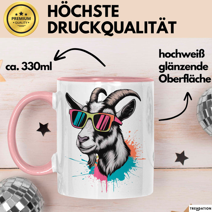 Ziegenbauer Ziegen Tier Sonnenbrille Tasse Geschenk Lustige Geschenkidee Spruch Rosa Trendation
