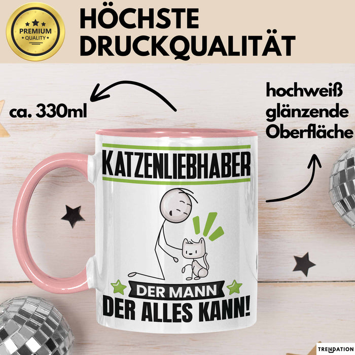 Katzenliebhaber Tasse Geschenk für Katzenliebhaber Der Mann Der Alles Kann Geschenkidee zum Geburtstag Rosa Trendation