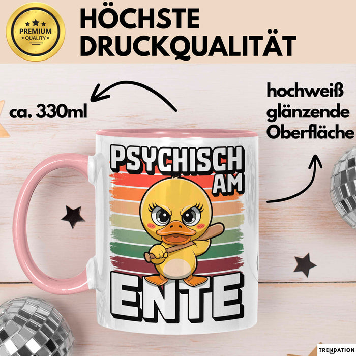 Ente Tier Tasse Geschenk Lustige Geschenkidee Spruch Psychisch Am Ente Rosa Trendation