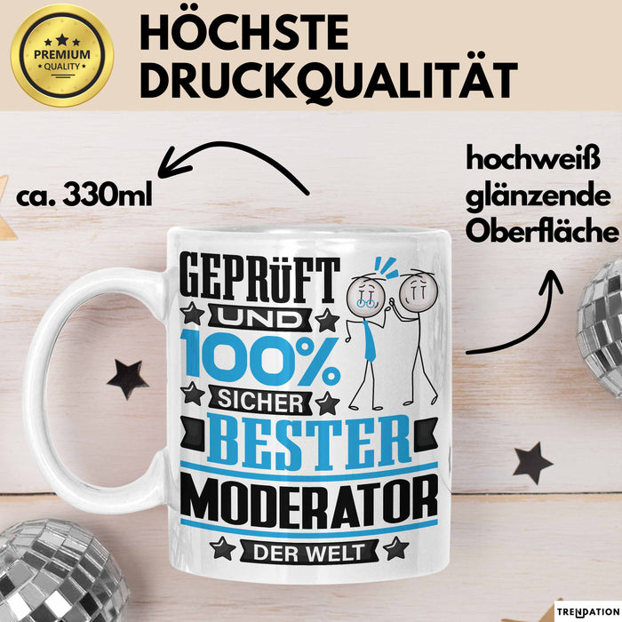 Moderator Geschenk Lustiger Spruch für Moderator Geschenkidee Bester Moderator Der Welt Weiß Trendation
