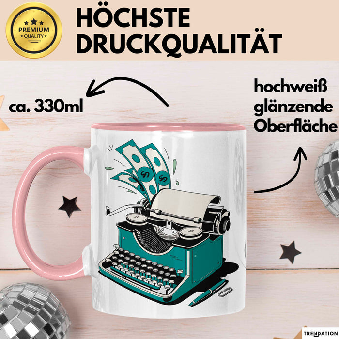 Freiberuflicher Autor Tasse Geschenkidee für Wortliebhaber Rosa Trendation