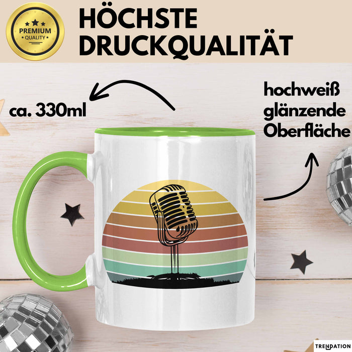 Sänger Tasse Geschenk Podcast Mikrophon Geschenkidee Mikrofon Becher Grün Trendation