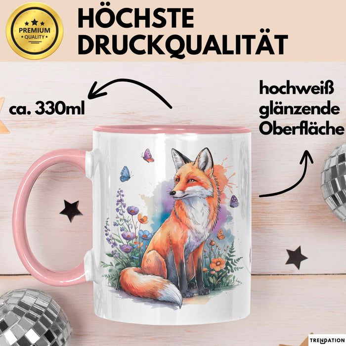 Fuchs Tierliebhaber Tasse Geschenk Lustige Geschenkidee Spruch Rosa Trendation