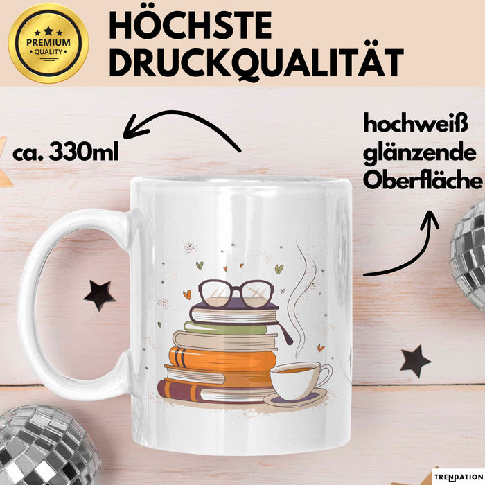 Bücherwurm Tasse Geschenk Lustige Geschenkidee Spruch Für Lese Liebhaber Weiß Trendation
