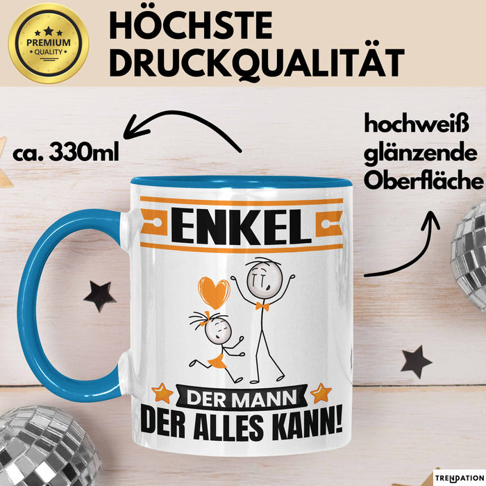 Enkel Tasse Geschenk für Enkel Der Mann Der Alles Kann Geschenkidee zum Geburtstag Blau Trendation