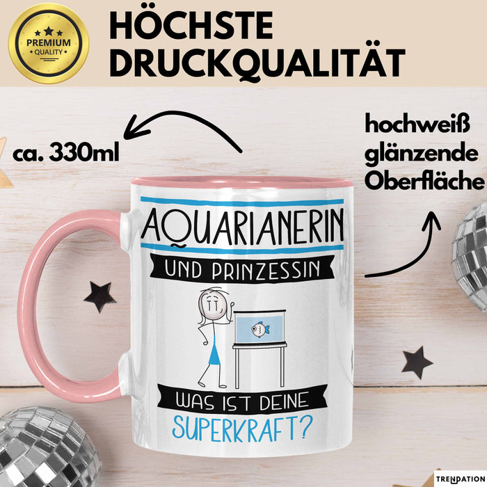 Aquarianerin Und Prinzessin Tasse Geschenk Für Eine Aquarianerin Geburtstag Was Ist Deine Superkraft Rosa Trendation