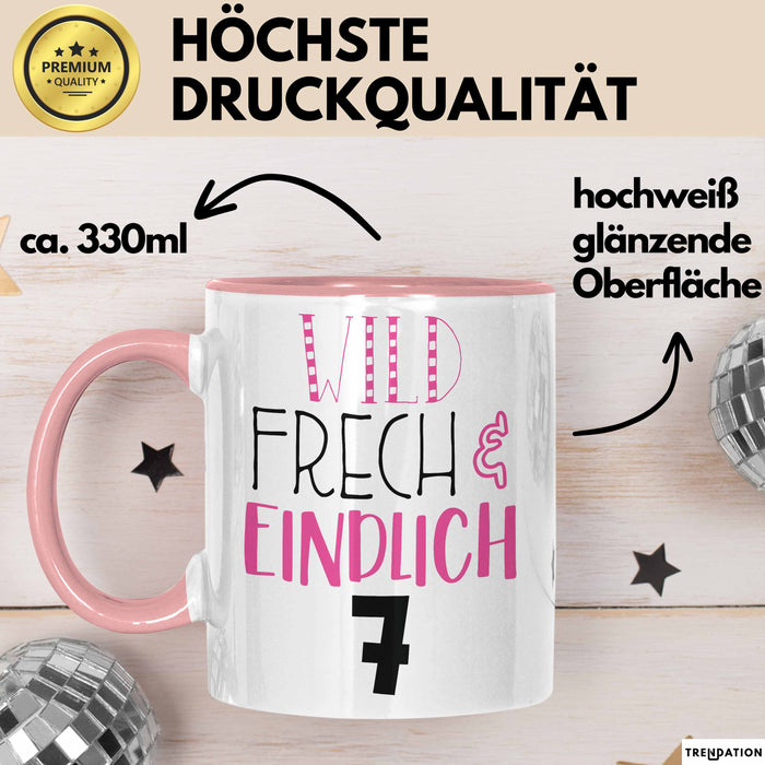 Tasse Wild Frech Und Einzigartig 7 Geschenk für Kinder 7. Geburtstag Jungs Rosa Trendation