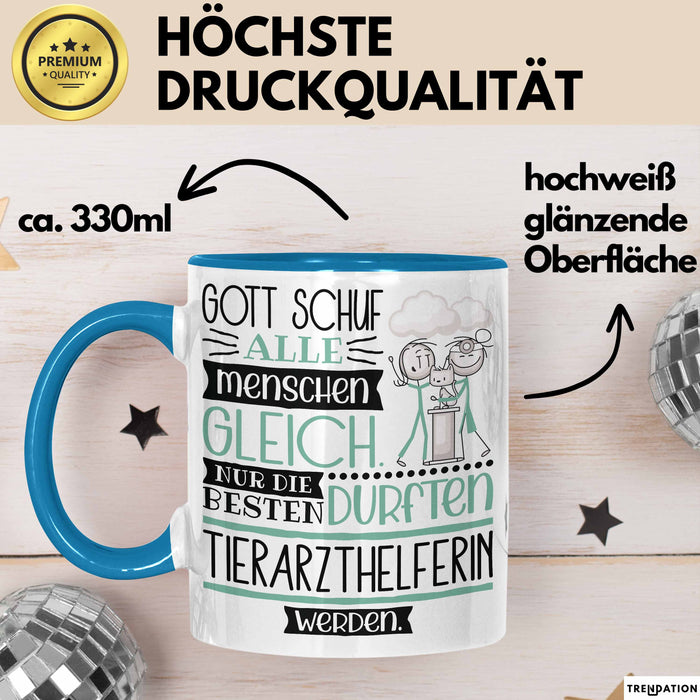 Tierarzthelferin Geschenk Becher Tasse Gott Schuf Alle Menschen Gleich Nur Die Besten Durfeten Tierarzthelferin Werden Geschenkidee Lustig Blau Trendation