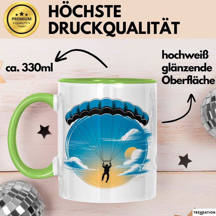 Fallschirmspringer Tasse Geschenkidee Freifall Süchtiger Geschenkidee Lustig Grün Trendation