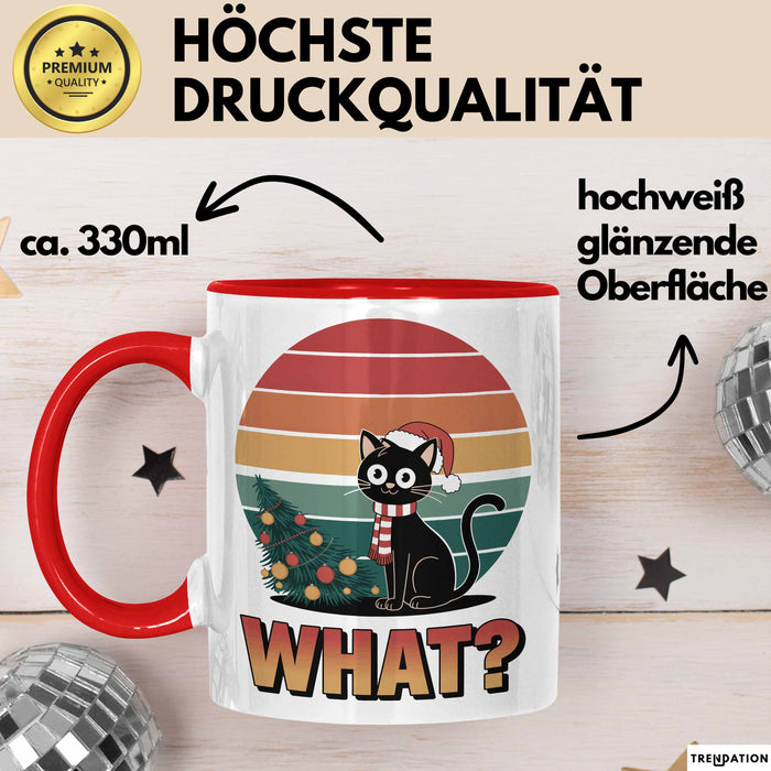 Schwarze Katze Weihnachtsfeier Tasse Geschenk Lustige Geschenkidee Spruch Was Rot Trendation