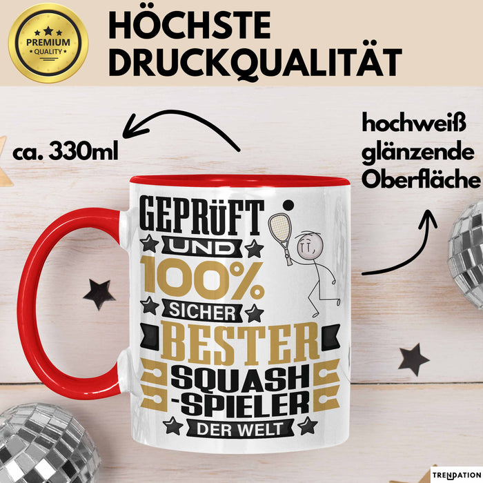 Squash-Spieler Geschenk Lustiger Spruch für Squash-Spieler Geschenkidee Bester Squash-Spieler Der Welt Rot Trendation