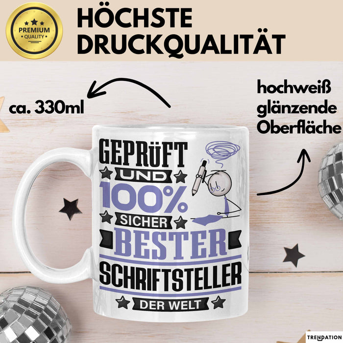 Schriftsteller Geschenk Lustiger Spruch für Schriftsteller Geschenkidee Bester Schriftsteller Der Welt Weiß Trendation
