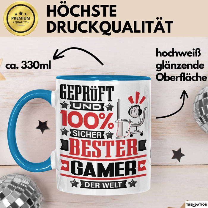 Gamer Geschenk Lustiger Spruch für Gamer Geschenkidee Bester Gamer Der Welt Blau Trendation