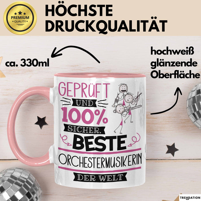 Beste Orchestermusikerin Der Welt Tasse Geschenk für Eine Orchestermusikerin Geprüft Und Sicher Geschenkidee Geburtstag Weihnachten Rosa Trendation