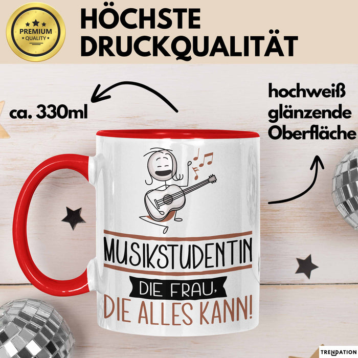 Musikstudentin Geschenk Tasse Becher Die Frau Die Allen Kann Geschenkidee für eine Musikstudentin Lustig Rot Trendation