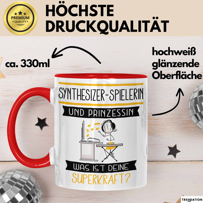 Synthesizer-Spielerin Und Prinzessin Tasse Geschenk Für Eine Synthesizer-Spielerin Geburtstag Was Ist Deine Superkraft Rot Trendation