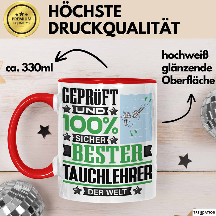 Tauchlehrer Geschenk Lustiger Spruch für Tauchlehrer Geschenkidee Bester Tauchlehrer Der Welt Rot Trendation