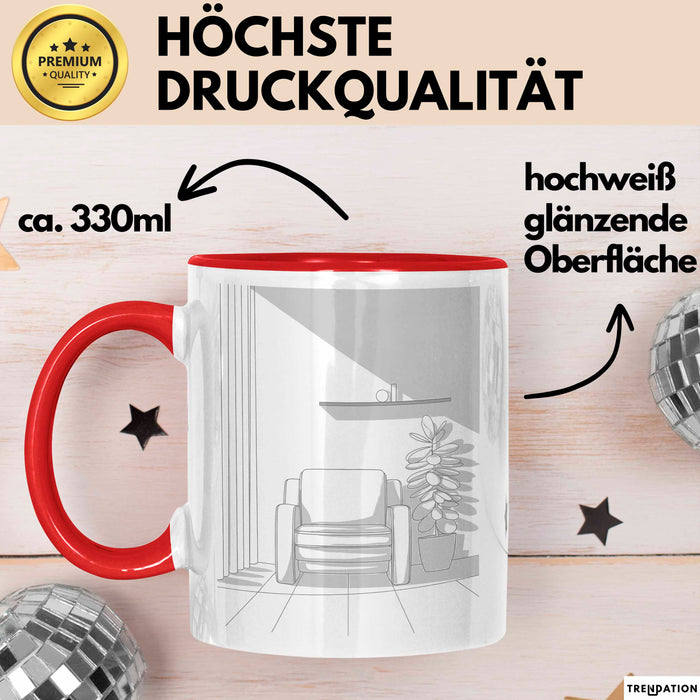 Minimalistischer Dekorateur Tasse Geschenk Lustige Geschenkidee Spruch Für Klare Räume Liebhaber Rot Trendation