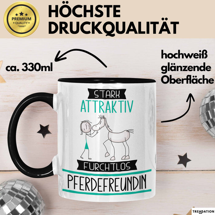 Pferdefreundin Tasse Geschenk Becher Stark Attraktiv Furchtlos Pferdefreundin Lustige Geschenkidee Trendation