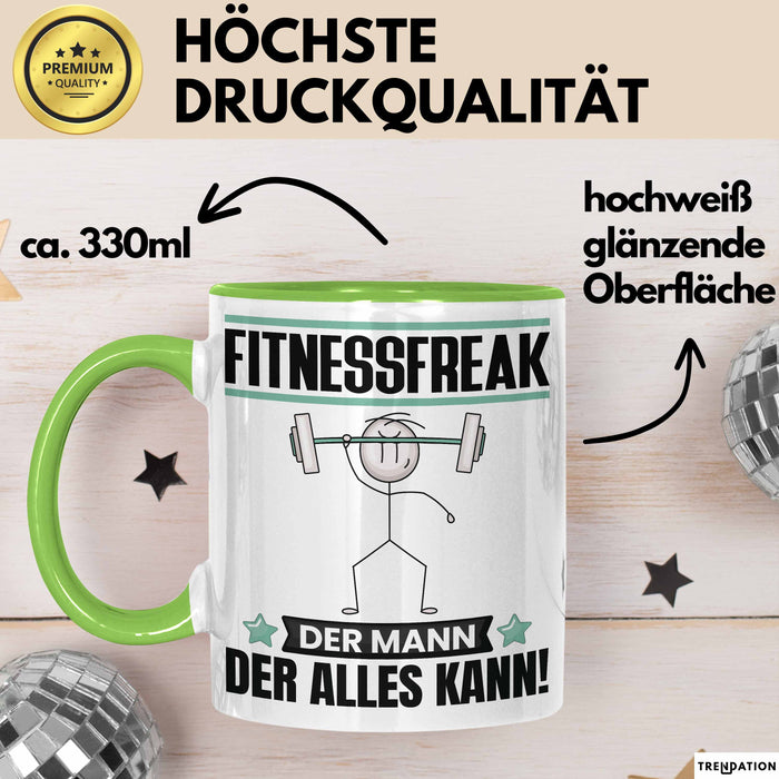 Fitnessfreak Tasse Geschenk für Fitnessfreak Der Mann Der Alles Kann Geschenkidee zum Geburtstag Grün Trendation