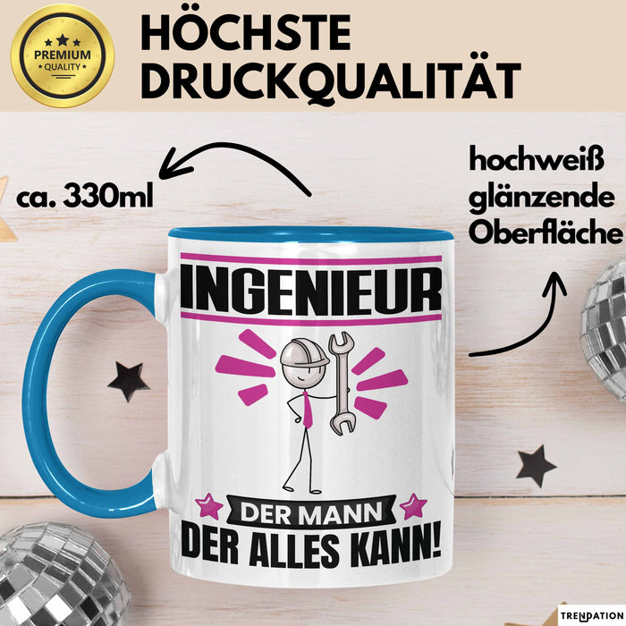 Ingenieur Tasse Geschenk für Ingenieur Der Mann Der Alles Kann Geschenkidee zum Geburtstag Blau Trendation