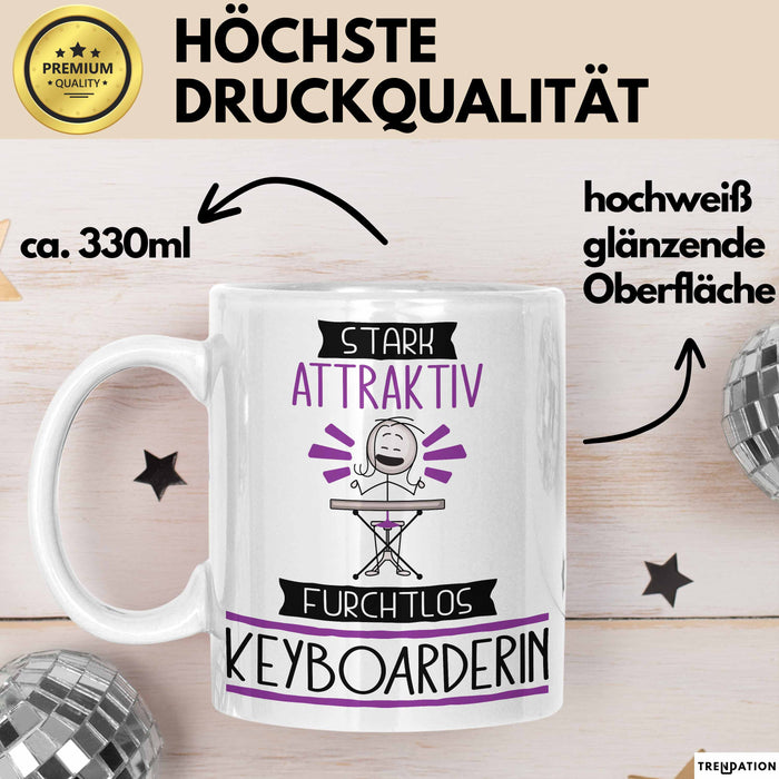 Keyboarderin Tasse Geschenk Becher Stark Attraktiv Furchtlos Keyboarderin Lustige Geschenkidee Weiß Trendation