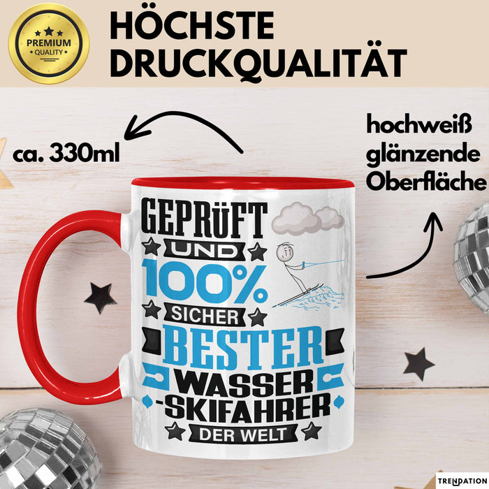 Wasserskifahrer Geschenk Lustiger Spruch für Wasserskifahrer Geschenkidee Bester Wasserskifahrer Der Welt Rot Trendation