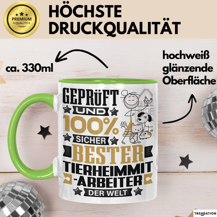 Tierheimmitarbeiter Geschenk Lustiger Spruch für Tierheimmitarbeiter Geschenkidee Bester Tierheimmitarbeiter Der Welt Grün Trendation