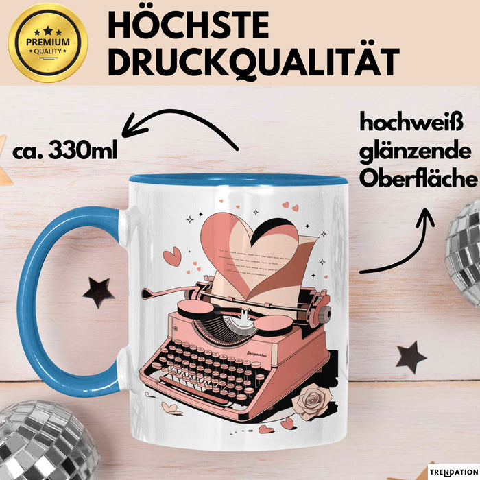 Liebesroman Autor Tasse Geschenkidee für Liebesgeschichte Blau Trendation