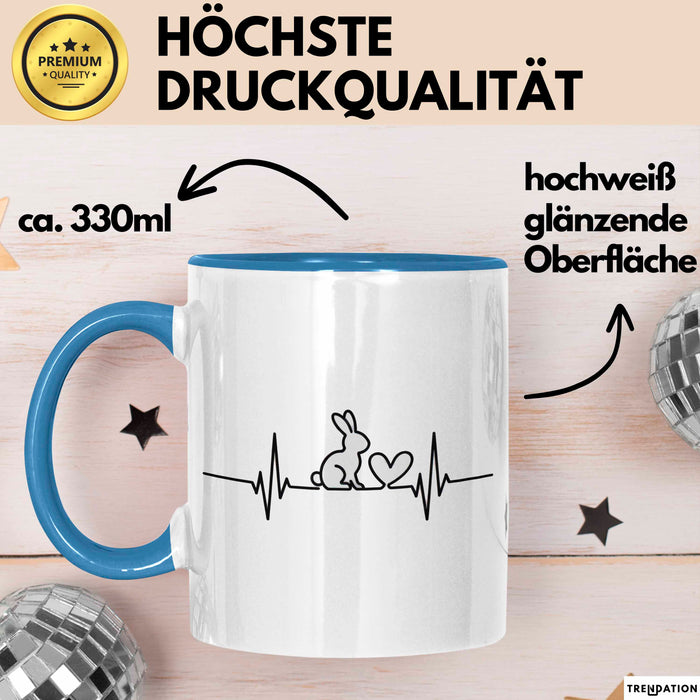 Kaninchen Hase Herzschlag Tasse Geschenk Lustige Geschenkidee Spruch Blau Trendation