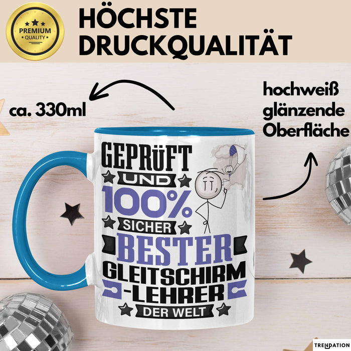 Gleitschirmlehrer Geschenk Lustiger Spruch für Gleitschirmlehrer Geschenkidee Bester Gleitschirmlehrer Der Welt Blau Trendation