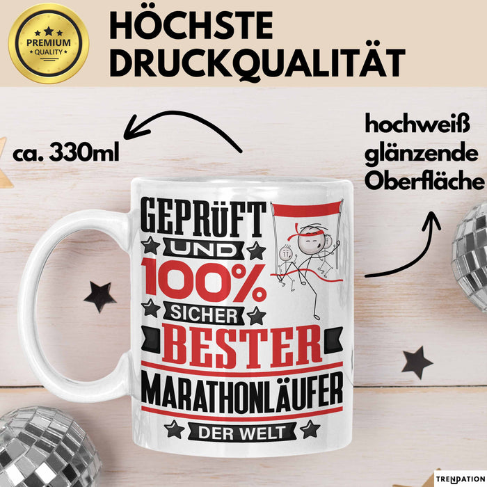 Marathonläufer Geschenk Lustiger Spruch für Marathonläufer Geschenkidee Bester Marathonläufer Der Welt Weiß Trendation