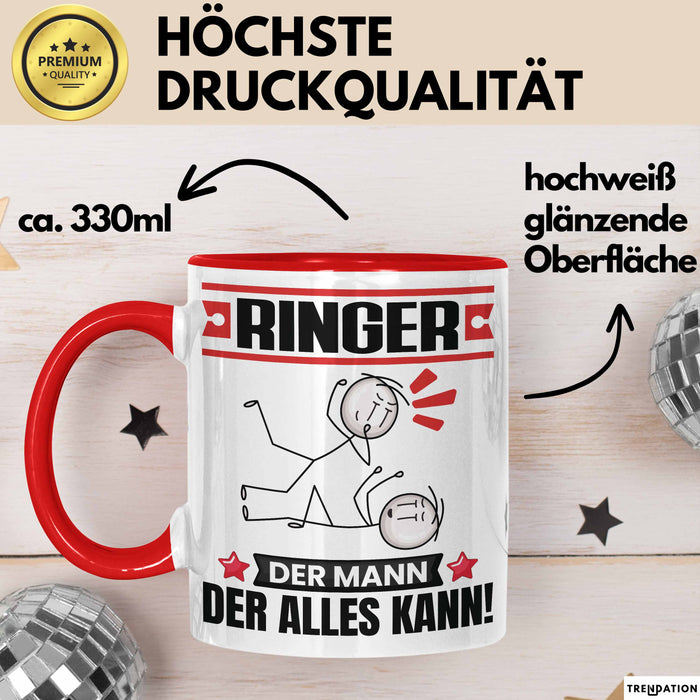 Ringer Tasse Geschenk für Ringer Der Mann Der Alles Kann Geschenkidee zum Geburtstag Rot Trendation