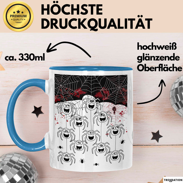 Spinne Vogelspinne Tier Tasse Geschenk Lustige Geschenkidee Spruch Blau Trendation