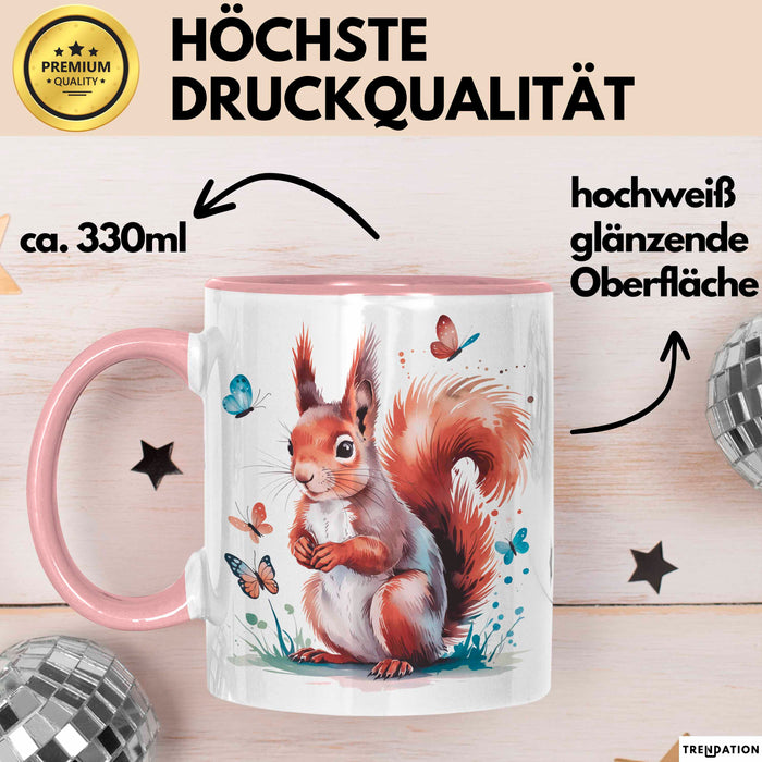 Eichhörnchen Tierliebhaber Tasse Geschenk Lustige Geschenkidee Spruch Rosa Trendation