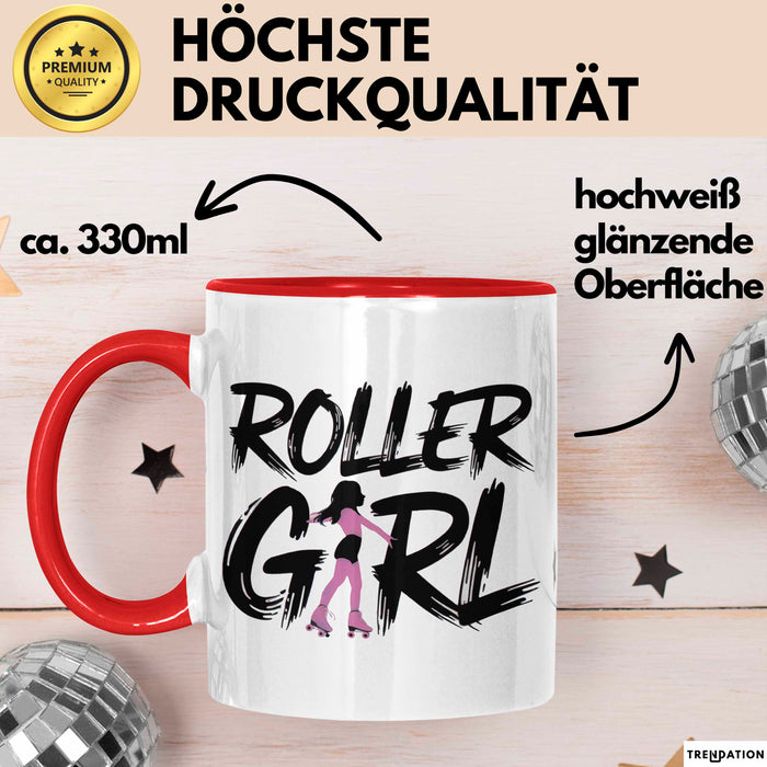 Rollschuh Skater Tasse Geschenk Rollergirl Skating Geschenkidee Lustig Rot Trendation