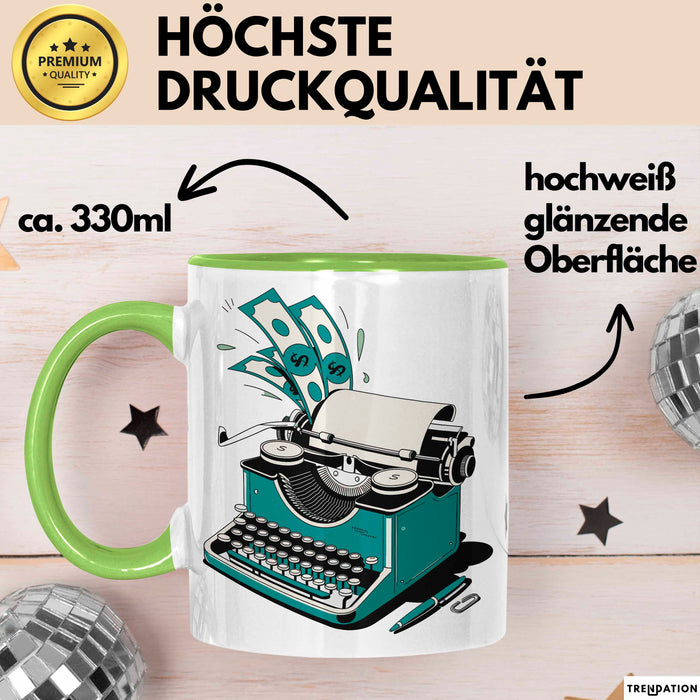 Freiberuflicher Autor Tasse Geschenkidee für Wortliebhaber Grün Trendation