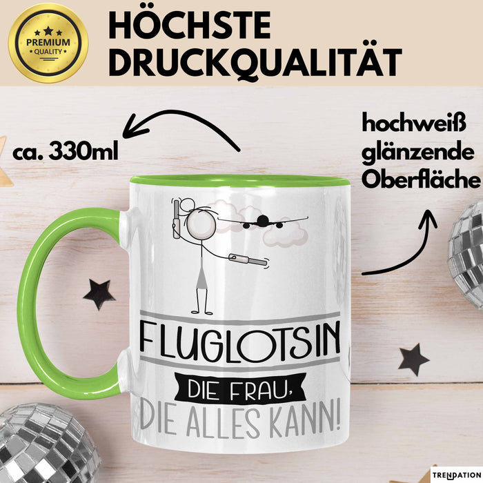 Fluglotsin Geschenk Tasse Becher Die Frau Die Allen Kann Geschenkidee für eine Fluglotsin Lustig Grün Trendation