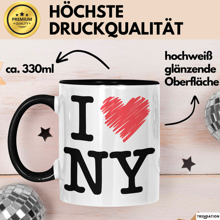 New York City USA Tasse Geschenk Lustige Geschenkidee Spruch Ich Liebe New York Schwarz Trendation
