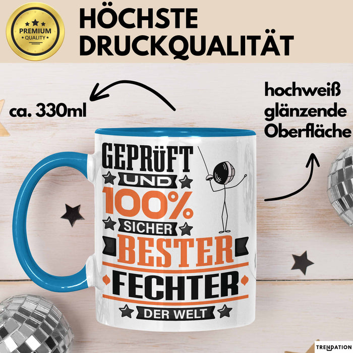 Fechter Geschenk Lustiger Spruch für Fechter Geschenkidee Bester Fechter Der Welt Blau Trendation