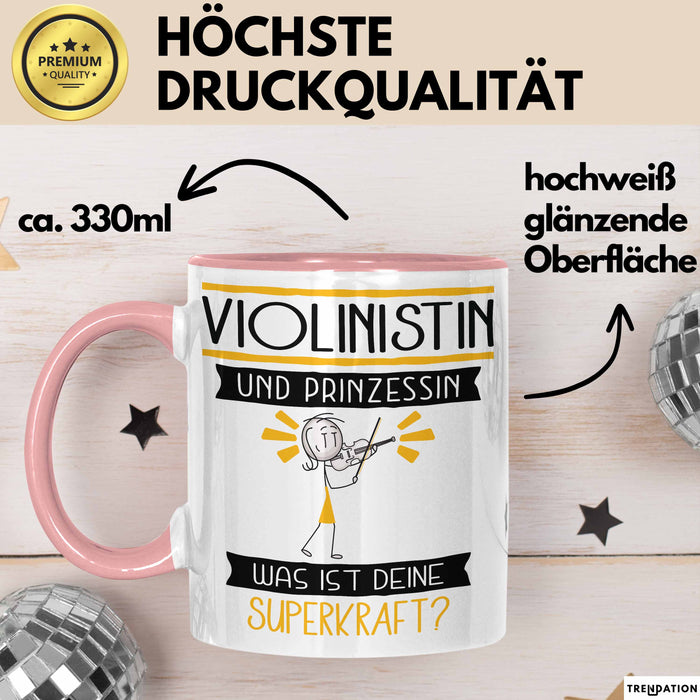 Violinistin Und Prinzessin Tasse Geschenk Für Eine Violinistin Geburtstag Was Ist Deine Superkraft Rosa Trendation