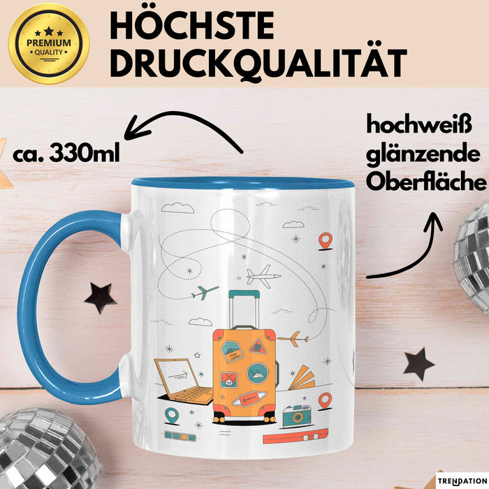 Reiseblogger Tasse Geschenk Lustige Geschenkidee Spruch Für Abenteuer Sucher Blau Trendation