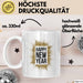 Neujahrsfeier Tasse Geschenk Lustige Geschenkidee Spruch Frohes Neues Jahr Weiß Trendation