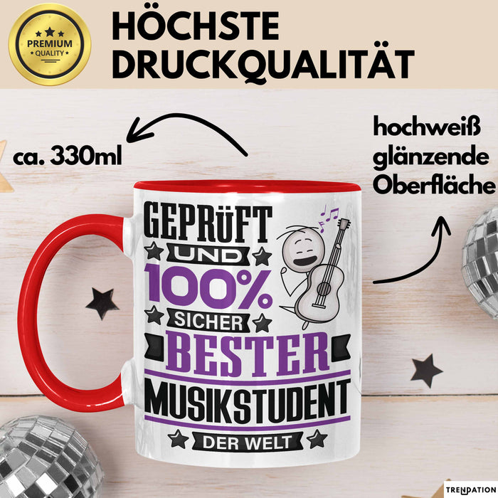 Musikstudent Geschenk Lustiger Spruch für Musikstudent Geschenkidee Bester Musikstudent Der Welt Rot Trendation