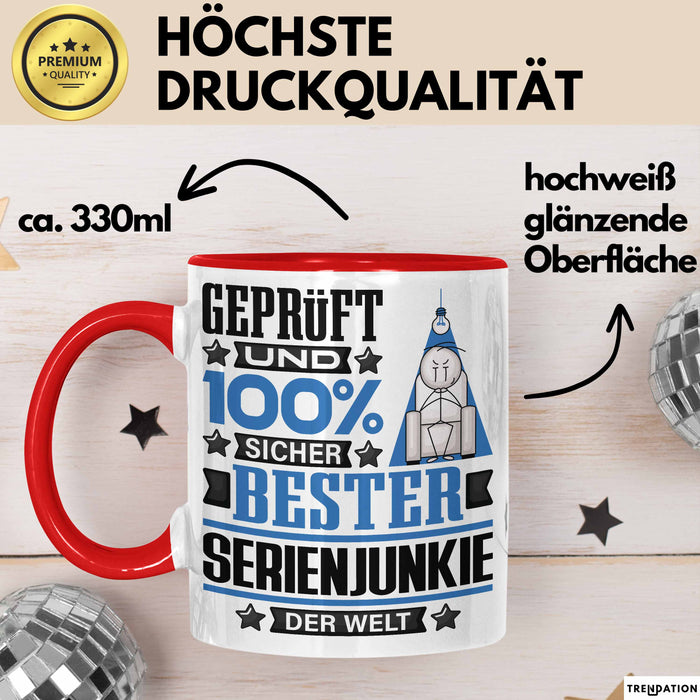 Serienjunkie Geschenk Lustiger Spruch für Serienjunkie Geschenkidee Bester Serienjunkie Der Welt Rot Trendation