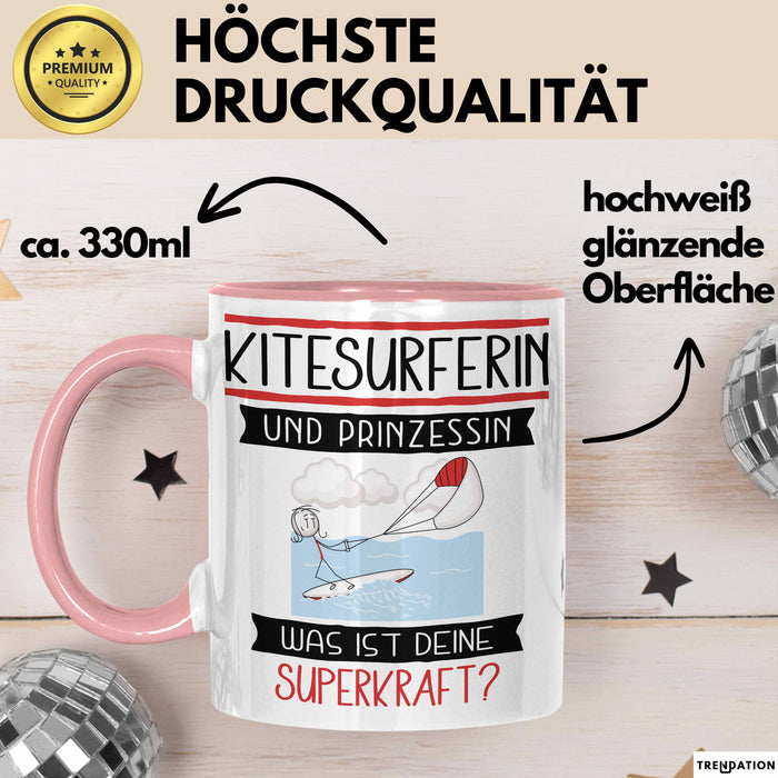 Kitesurferin Und Prinzessin Tasse Geschenk Für Eine Kitesurferin Geburtstag Was Ist Deine Superkraft Rosa Trendation