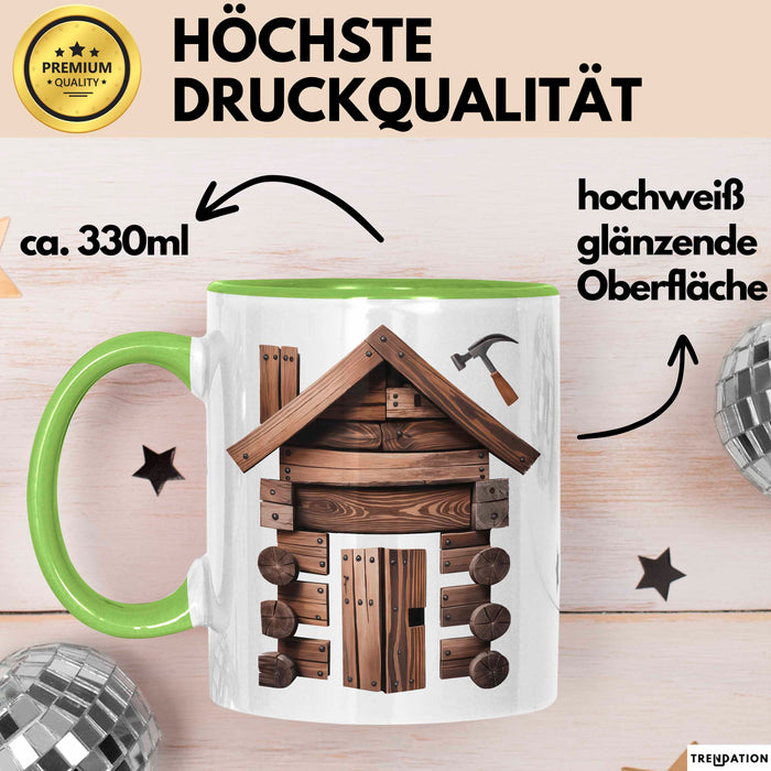 Zimmermann Tasse Geschenkidee für Holzhandwerker Grün Trendation