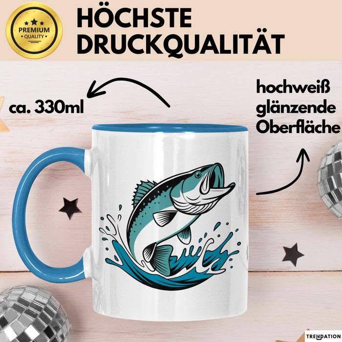 Angler Tasse Geschenkidee Angelbegeisterter Lustiger Spruch Geschenkidee Lustig Blau Trendation
