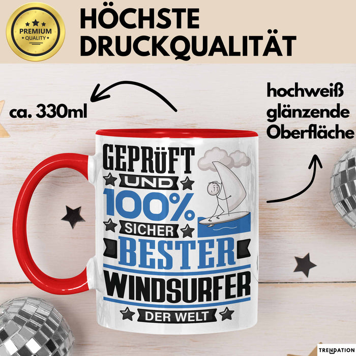 Windsurfer Geschenk Lustiger Spruch für Windsurfer Geschenkidee Bester Windsurfer Der Welt Rot Trendation