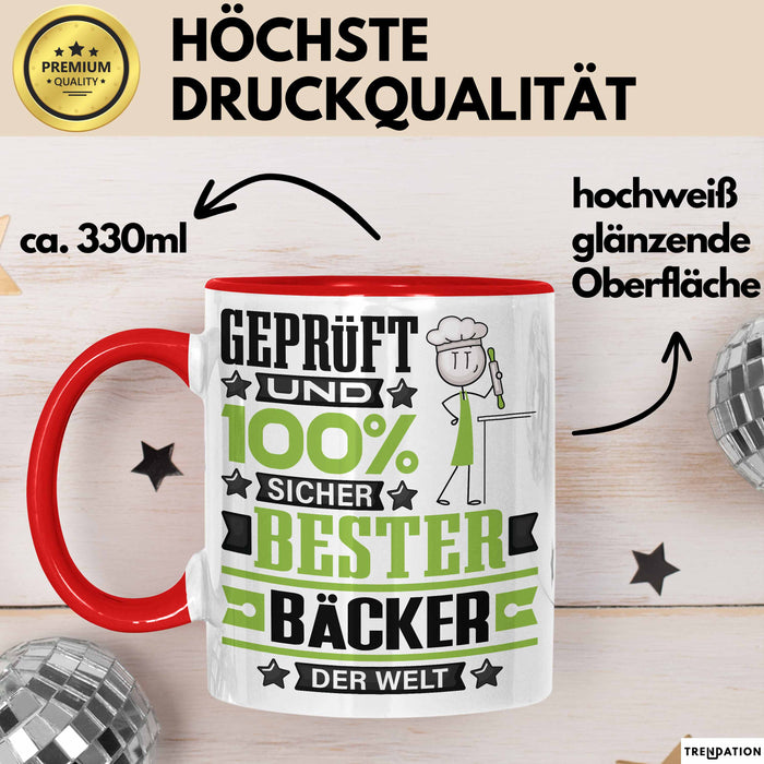 Bäcker Geschenk Lustiger Spruch für Bäcker Geschenkidee Bester Bäcker Der Welt Rot Trendation